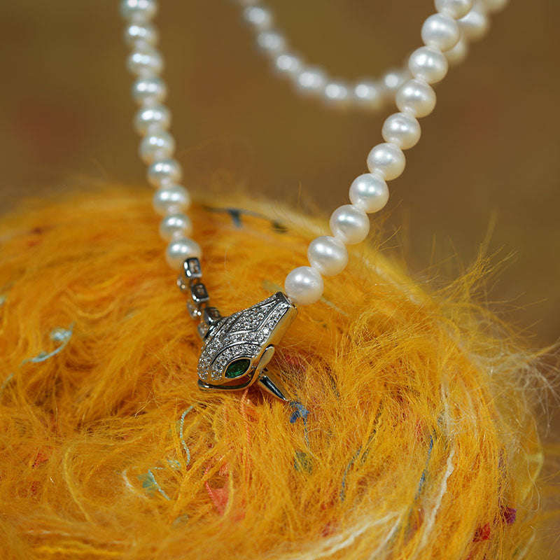 Mystic Ouroboros Pearl Bead Necklace