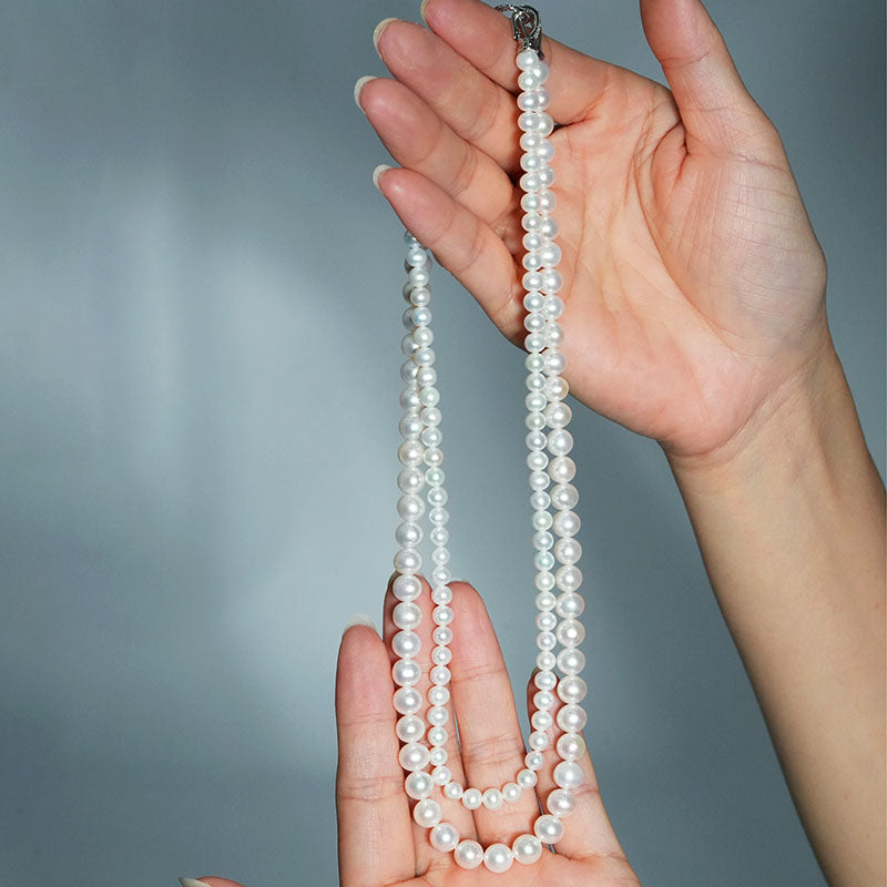 Nocturne Figure-8 Clasp Stackable Double-Layer Pearl Necklace