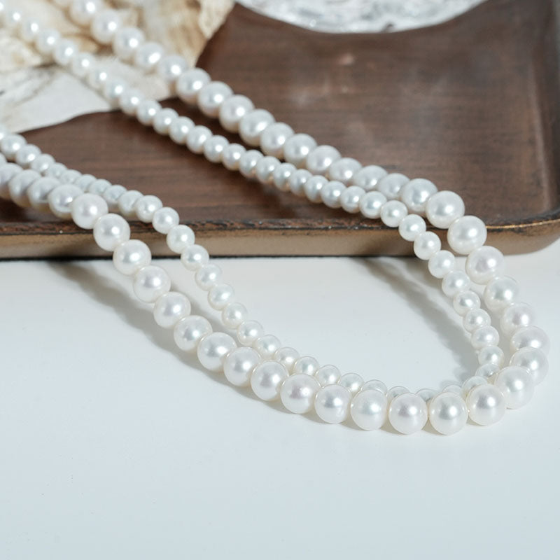 Nocturne Figure-8 Clasp Stackable Double-Layer Pearl Necklace