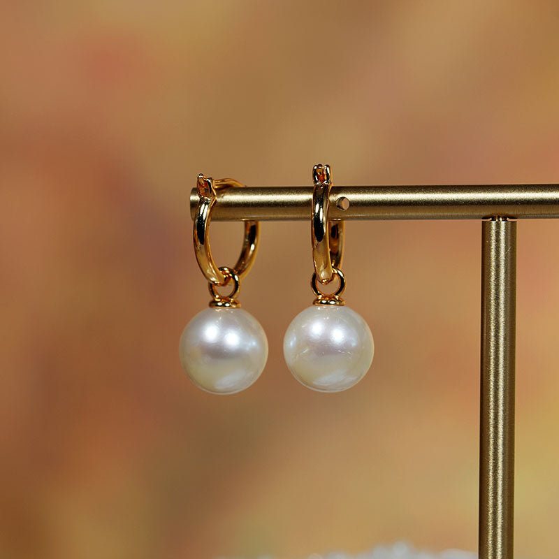 Seraphine Classic Round Pearl Huggie Earrings