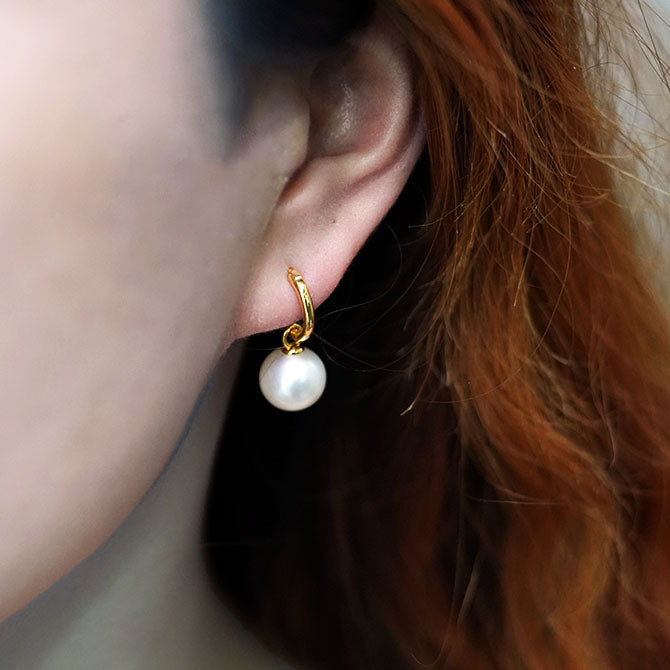 Seraphine Classic Round Pearl Huggie Earrings