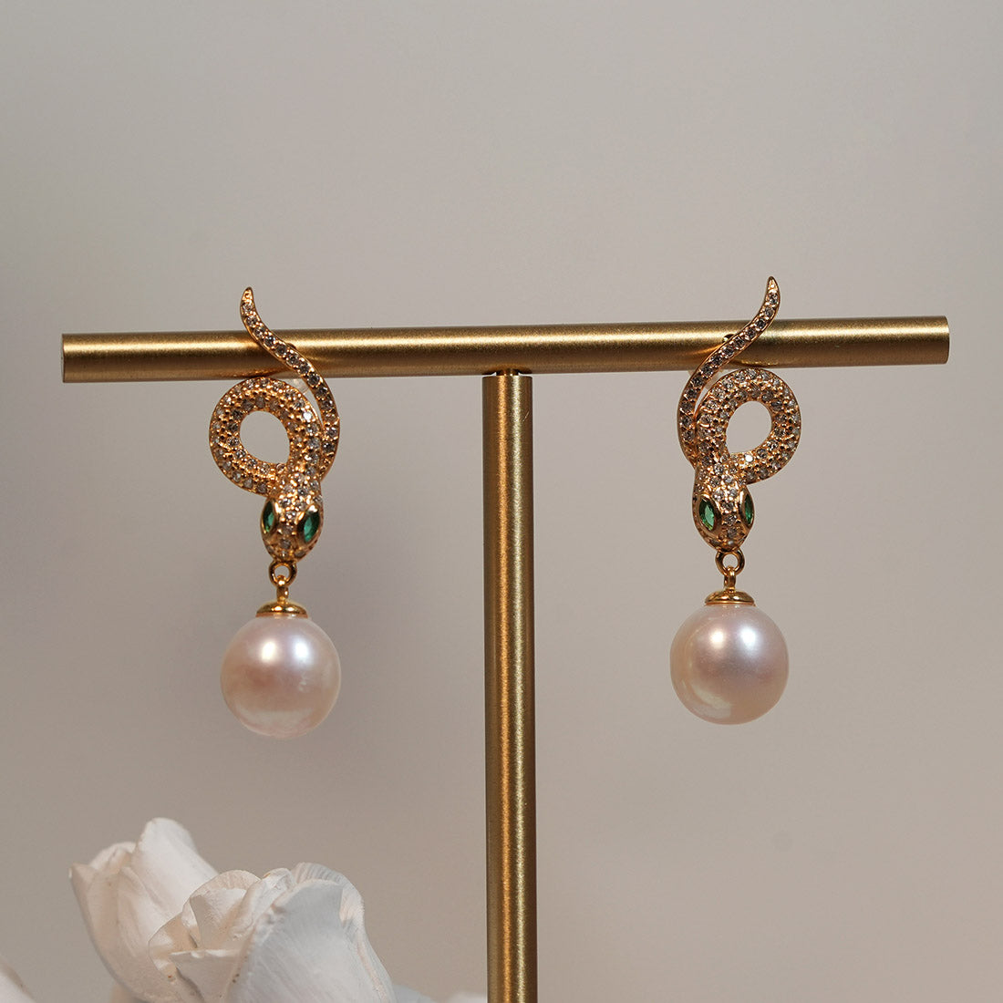 Serpent Flow Iridescent Pearl Drop Earrings