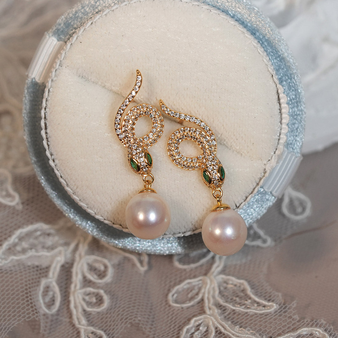 Serpent Flow Iridescent Pearl Drop Earrings