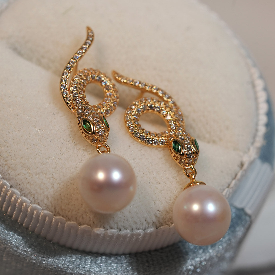 Serpent Flow Iridescent Pearl Drop Earrings