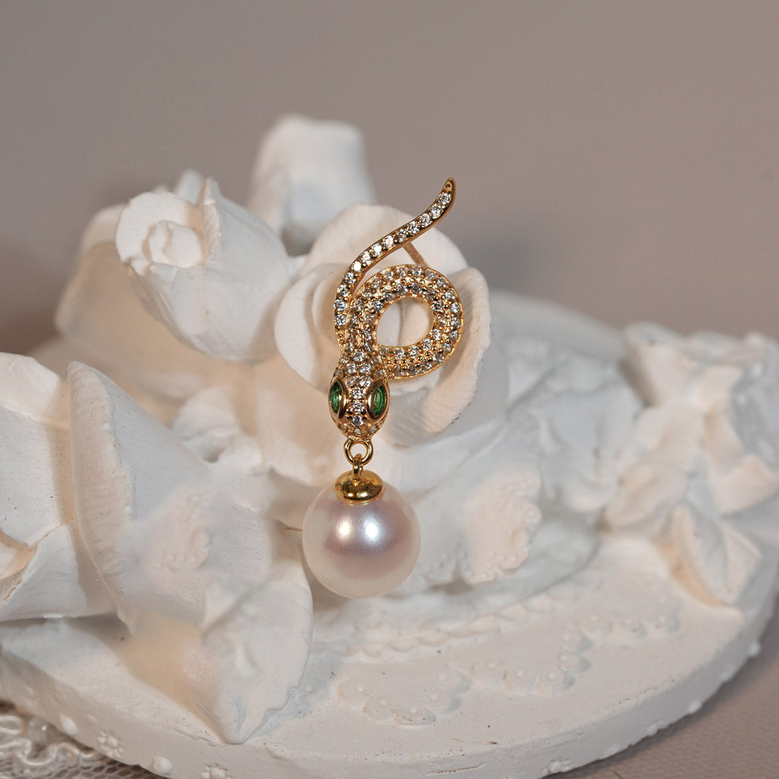 Serpent Flow Iridescent Pearl Drop Earrings