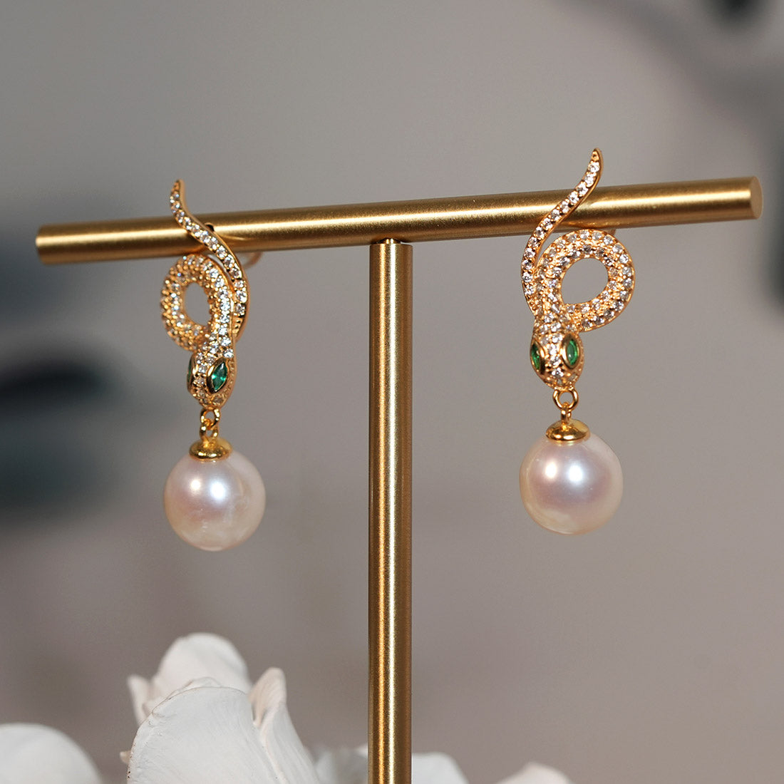 Serpent Flow Iridescent Pearl Drop Earrings