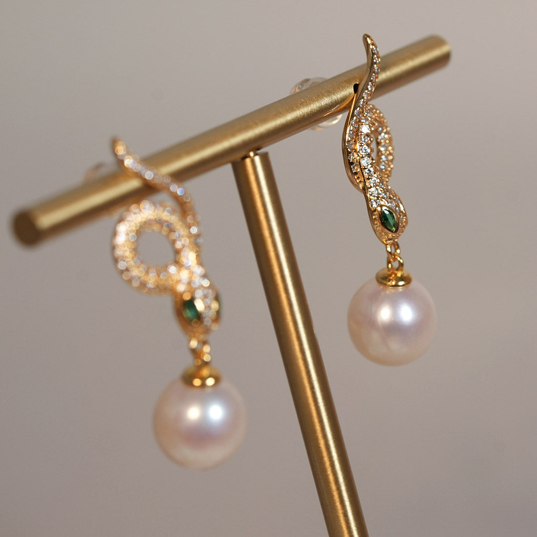 Serpent Flow Iridescent Pearl Drop Earrings