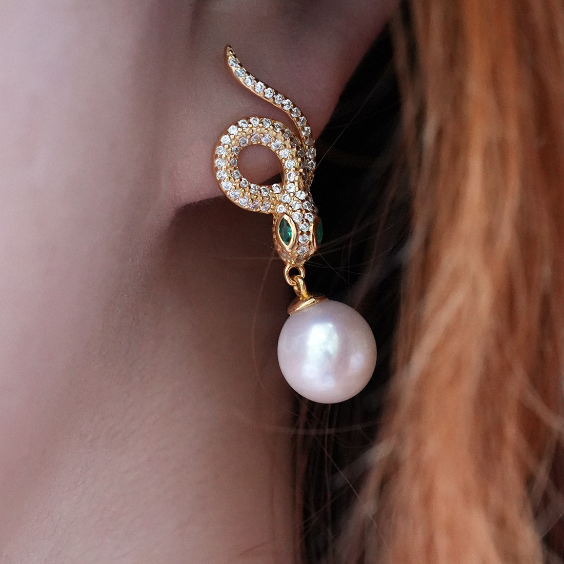 Serpent Flow Iridescent Pearl Drop Earrings