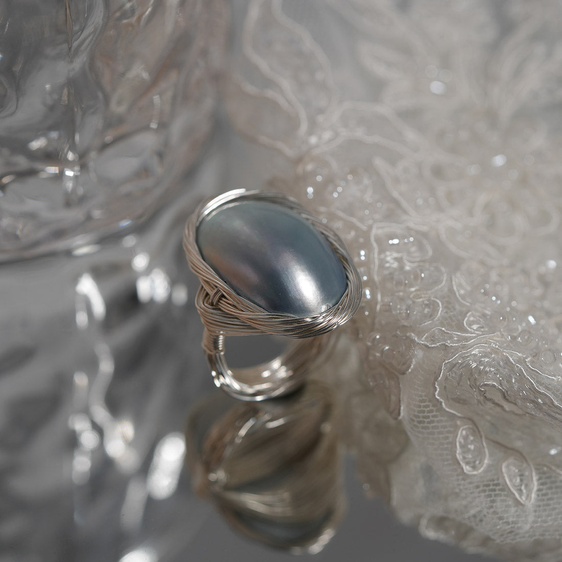 Skychant Azure Baroque Pearl Statement Ring