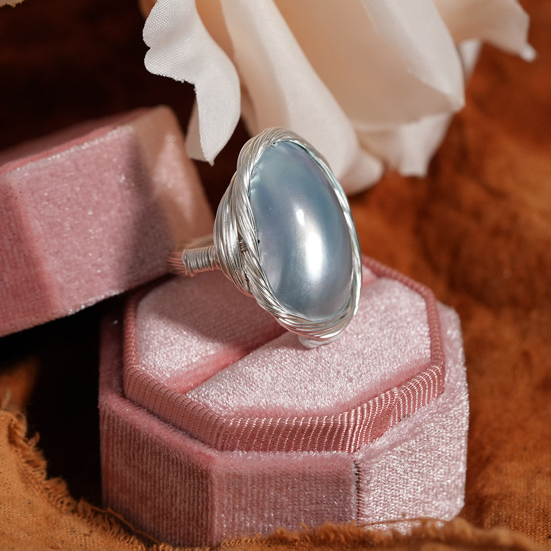 Skychant Azure Baroque Pearl Statement Ring