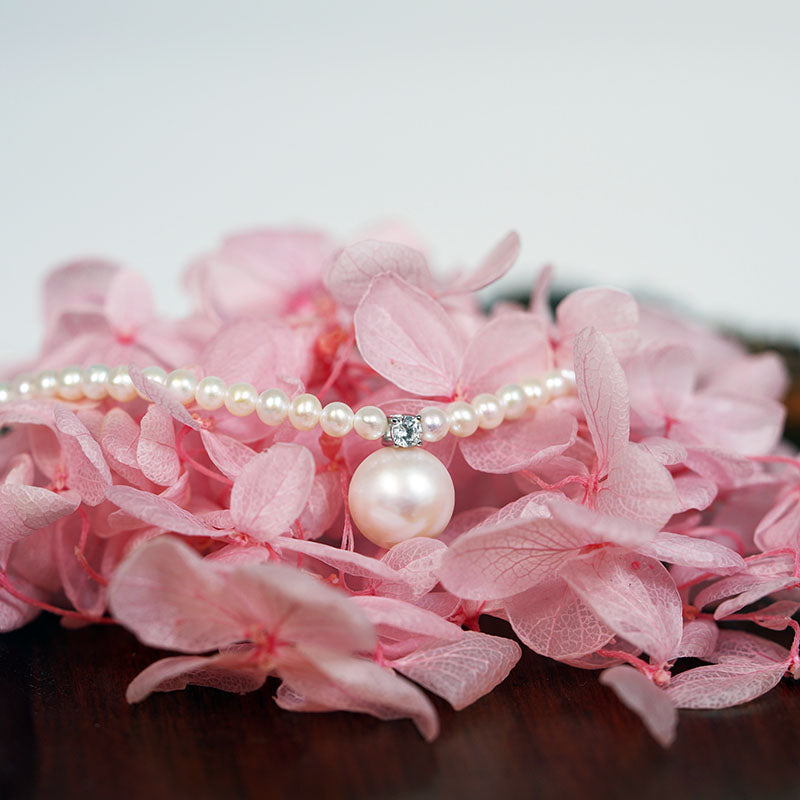 Starlit Dewdrop Round Pearl Strand Necklace