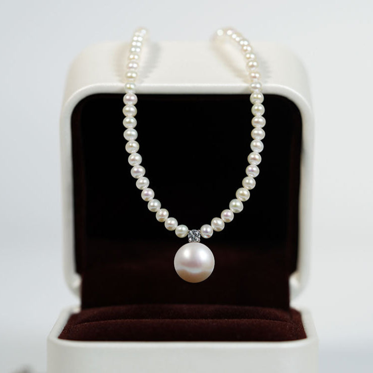 Starlit Dewdrop Round Pearl Strand Necklace