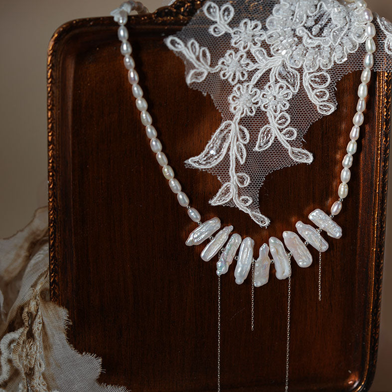 Venus Spikes Baroque Pearl Tassel Necklace