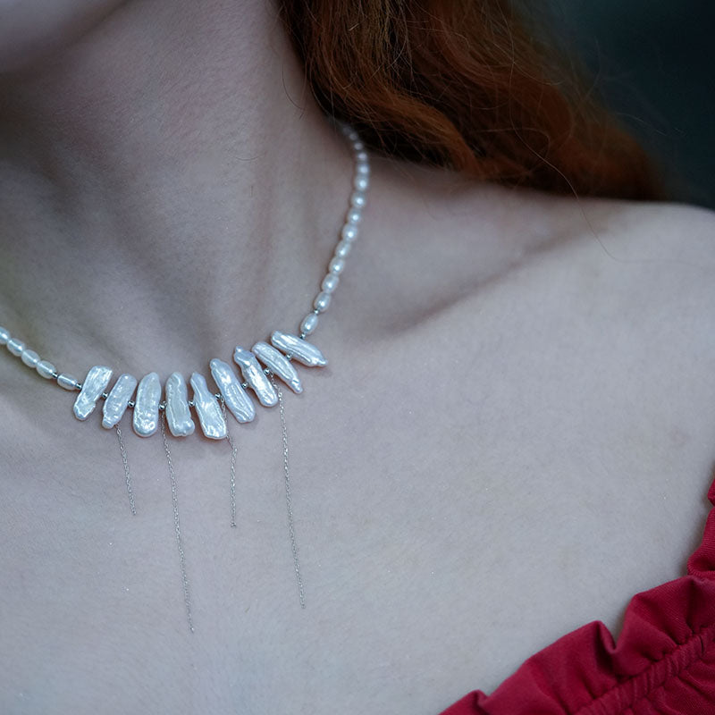 Venus Spikes Baroque Pearl Tassel Necklace