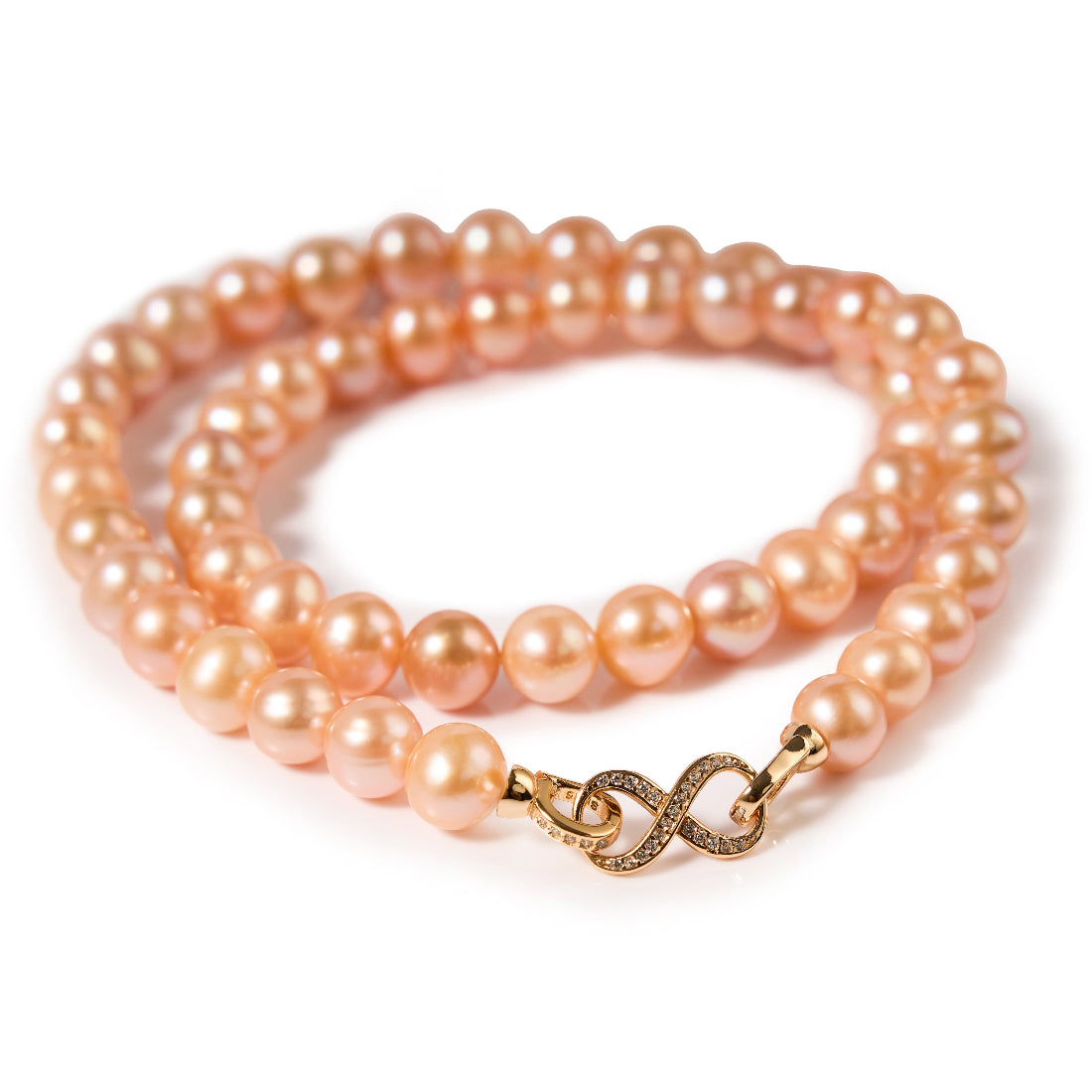 7-10.5 mm champagne Freshwater pearl necklace-AAA Quality