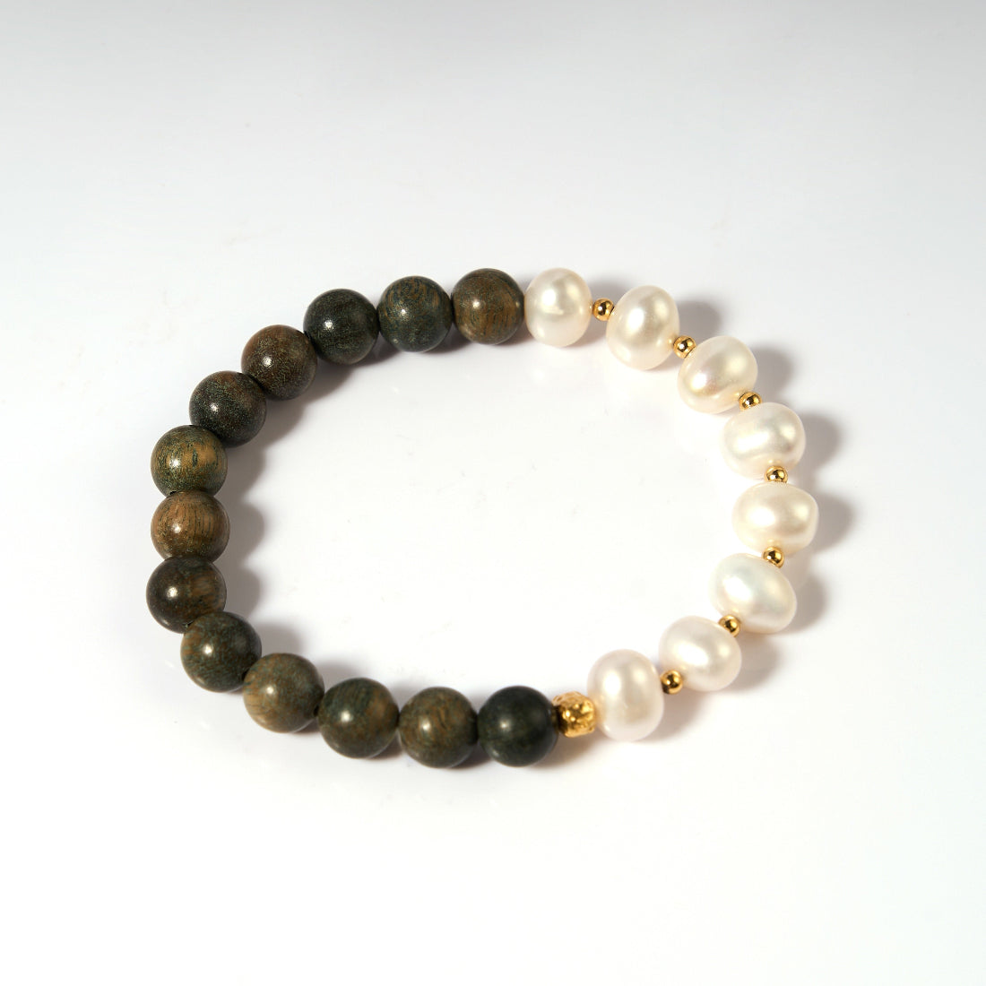 Freshwater Pearl & Sandalwood Stretch Bracelet